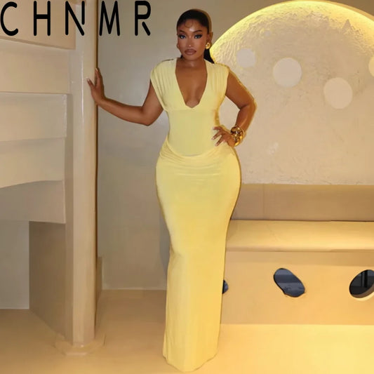 Inés | Vestido Maxi Escote Profundo