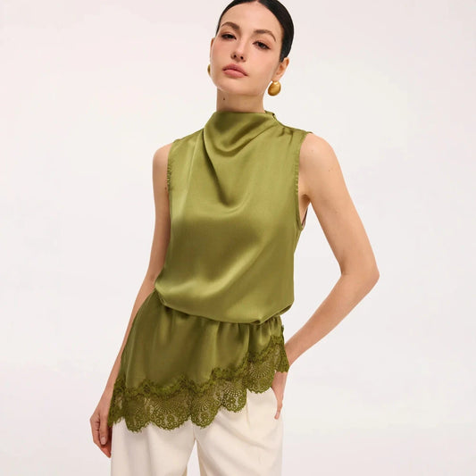 Valeria | Blusa Satinada con Encaje